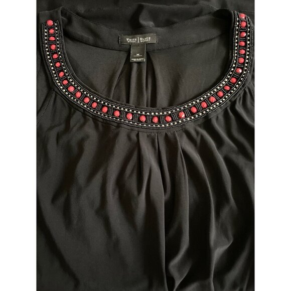 White House Black Market Black Beaded Mini Dress, Sleeveless Women's Size M - Picture 8 of 9